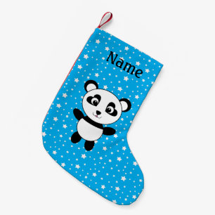Personalised name panda blue stars small christmas stocking