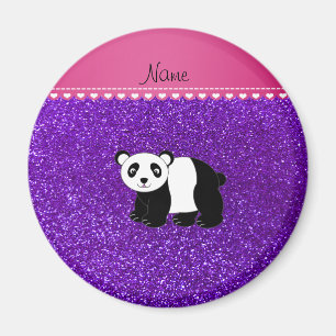Personalised name panda indigo purple glitter magnet