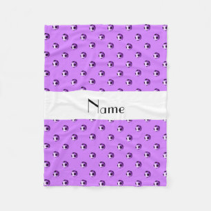 Personalised name pastel purple soccer balls fleece blanket