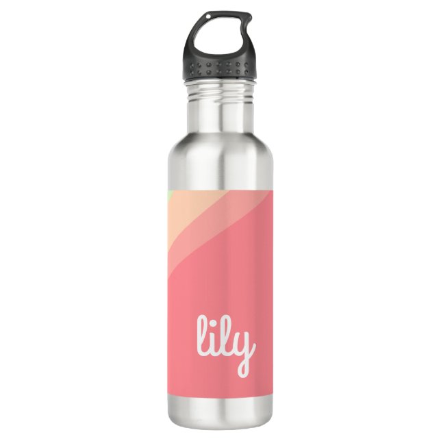 Personalised Name Pastel Rainbow Custom Gift 710 Ml Water Bottle (Front)