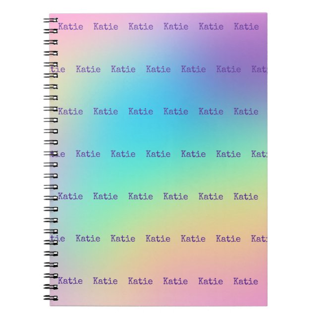 Personalised Name Pastel Rainbow Gradient Notebook (Front)