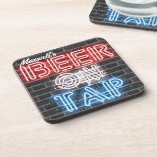 Personalised Name Patriotic Beer Sign Brewery Pub Coaster