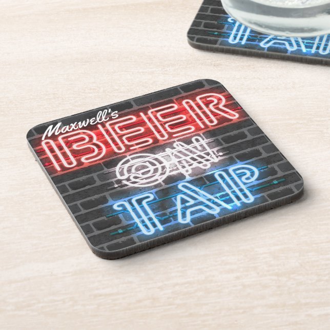 Personalised Name Patriotic Beer Sign Brewery Pub Coaster (Left Side)