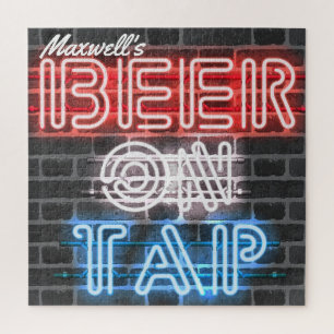 Personalised Name Patriotic Beer Sign Brewery Pub Jigsaw Puzzle