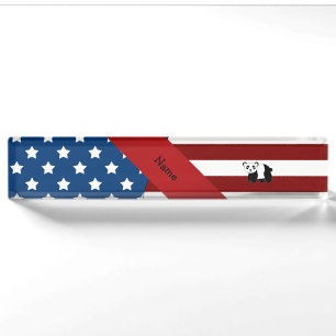 Personalised name Patriotic panda Nameplate