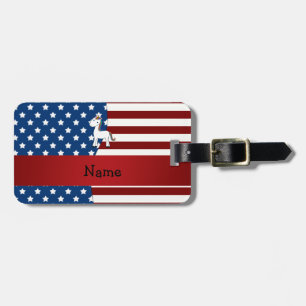 Personalised name Patriotic unicorn Luggage Tag