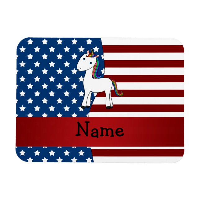Personalised name Patriotic unicorn Magnet (Horizontal)