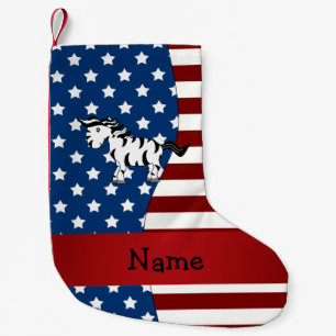 Personalised name Patriotic zebra Small Christmas Stocking