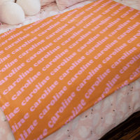 Personalised Name Pattern Retro Font Pink Orange