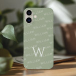 Personalised name patterned, Simple Monogram<br><div class="desc">This sleek iPhone 16 case offers a refined monogram pattern with a modern, minimalist touch. The design highlights your name in a clean, simple font, creating a personalised and stylish look. The first letter of your name is prominently displayed as a bold monogram, adding a touch of elegance to the...</div>