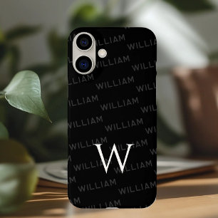 Personalised name patterned, Simple Monogram iPhone 16 Plus Case