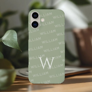 Personalised name patterned, Simple Monogram iPhone 16 Plus Case