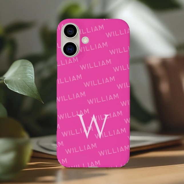 Personalised name patterned, Simple Monogram Case-Mate iPhone Case (Creator Uploaded)