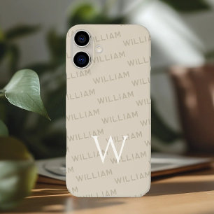 Personalised name patterned, Simple Monogram iPhone 16 Plus Case