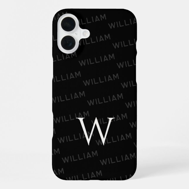 Personalised name patterned, Simple Monogram iPhone Case (Back)