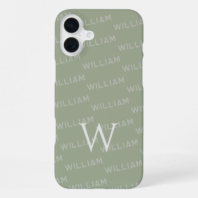 Personalised name patterned, Simple Monogram iPhone Case (Back)