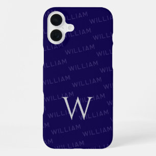 Personalised name patterned, Simple Monogram iPhone 16 Plus Case