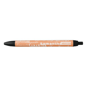 Personalised Name Peach Black Ink Pen