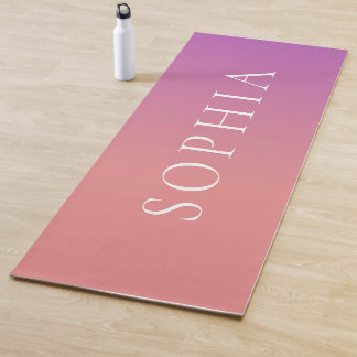 Personalised Name Peach Purple Ombre Yoga Mat