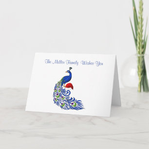 Personalised Name Peacock Christmas Card