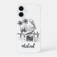 Personalised Name Pelican On A Post Palm Tree