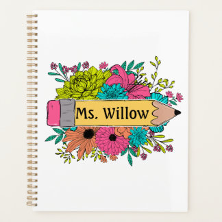 Personalised Name Pencil Wild Flowers Planner