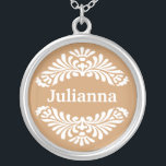 Personalised Name Pendant :: Gold<br><div class="desc">Wear your name with pride framed by an artistic and decorative pattern.Personalise with your name or initials.You can customise the text font , size and colour by clicking on the customise it button.You can change the colour of the background to your favourite colour too!Need help?Just message me at the gallery....</div>