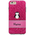 Personalised name penguin pink glitter