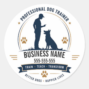Personalised Name & Phone Dog Trainer Sticker