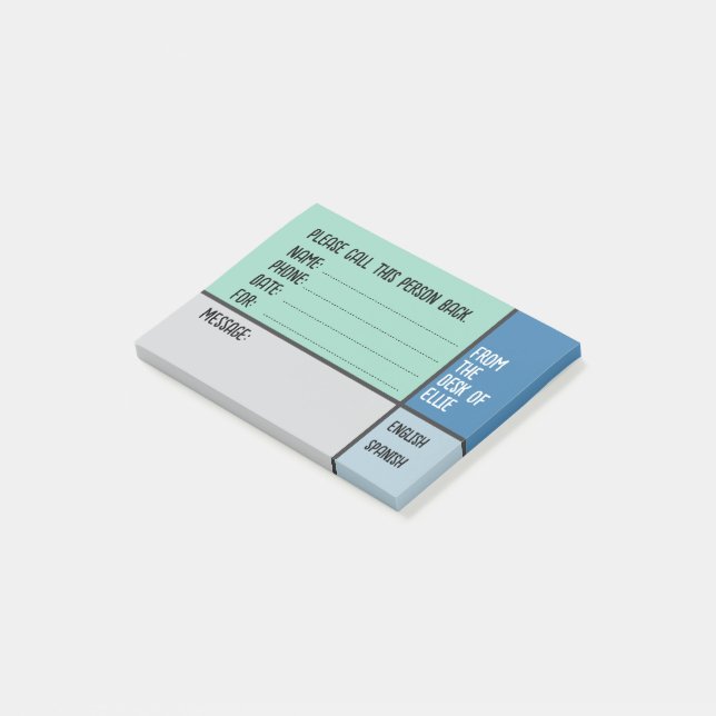 Personalised Name Phone Message Office Post-it Notes (Angled)