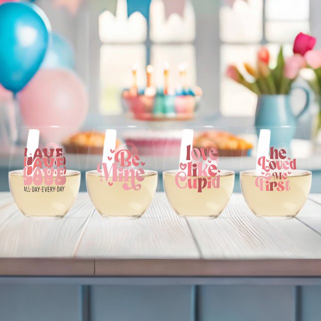 Personalised Name Photo 4 Couple Quote Stemless Wine Glass (Insitu (Baby Shower))
