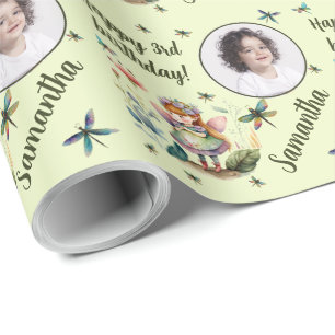 Personalised Name Photo Age Magical Fairy Birthday Wrapping Paper