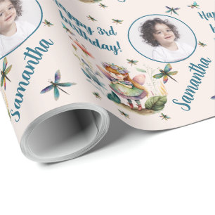 Personalised Name Photo Age Magical Fairy Birthday Wrapping Paper
