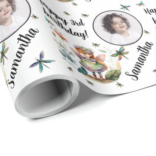 Personalised Name Photo Age Magical Fairy Birthday Wrapping Paper