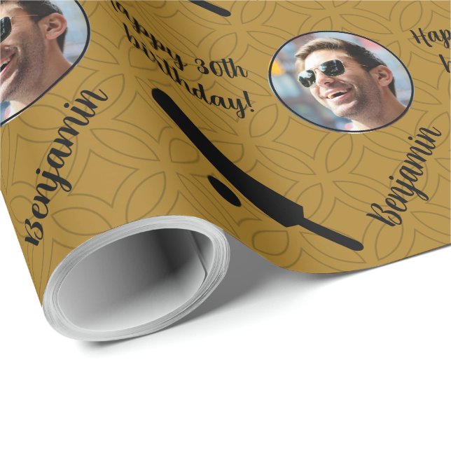 Personalised Name Photo Age Sport Cricket Birthday Wrapping Paper (Roll Corner)