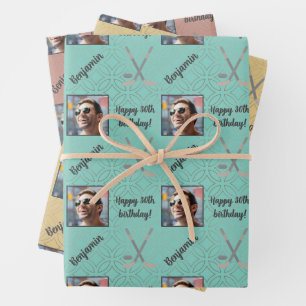 Personalised Name Photo Age Sport Hockey Birthday Wrapping Paper Sheet