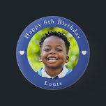 Personalised Name, Photo And Age Birthday Blue<br><div class="desc">Adorable personalised photo,  name and age birthday blue button.</div>
