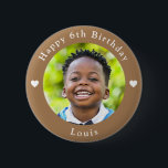 Personalised Name, Photo And Age Birthday Peanut<br><div class="desc">Adorable personalised name,  photo and age birthday peanut colour button.</div>