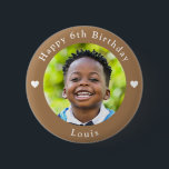 Personalised Name, Photo And Age Birthday Peanut<br><div class="desc">Adorable personalised name,  photo and age birthday peanut colour button.</div>