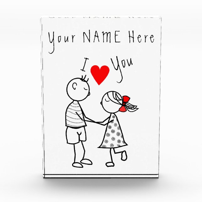 Personalised Name Photo Block Couple Love (Front)