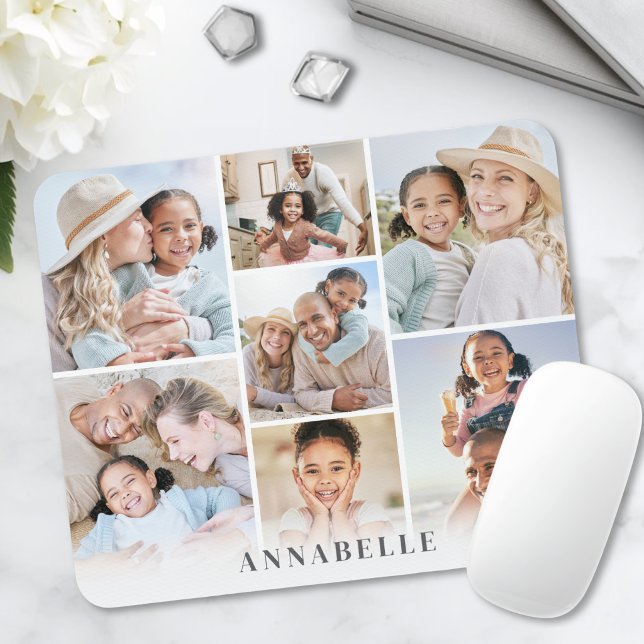 Personalised Name Photo Collage Mouse Mat (Personalized Name Photo Collage Mouse Pad)