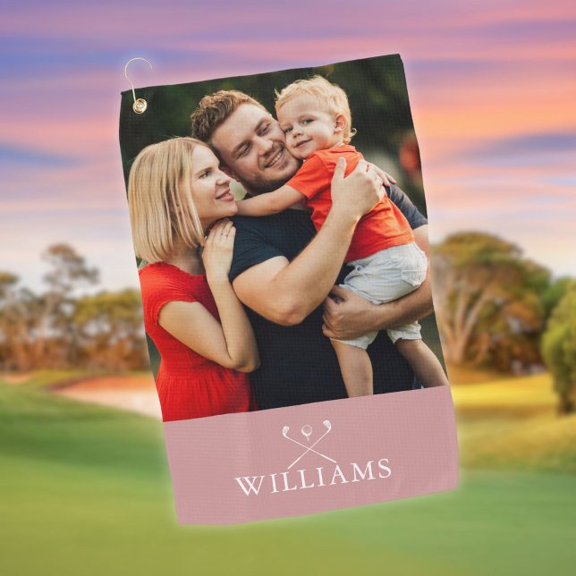 Personalised Name Photo Dusty Rose Pink Golf Towel (Personalized Name Photo Dusty Rose Pink Golf Towel)