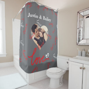 Personalised Name Photo Love Shower Curtain.  Curtain