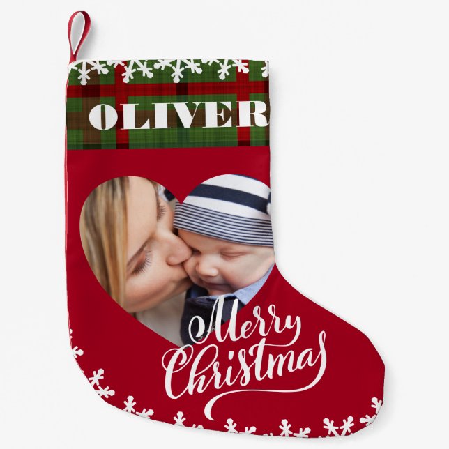 Personalised Name Photo Merry Christmas Stocking (Front)