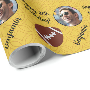 Personalised Name Photo Sport Football Birthday Wrapping Paper