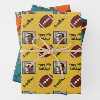 Personalised Name Photo Sport Football Birthday Wrapping Paper Sheet