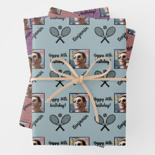 Personalised Name Photo Sport Tennis Birthday Wrapping Paper Sheet