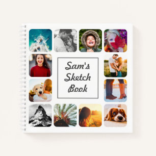 Personalised Name Photo White Sketch Notebook