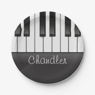 Personalised NAME Pianist Piano Keys Music Teacher Paper Plate
