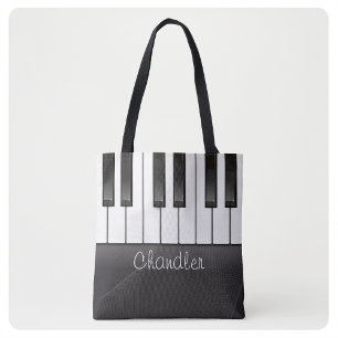 Personalised NAME Pianist Piano Keys Music Teacher Tote Bag